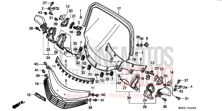 WIND SCREEN (GL1500AP/AR) de Gold Wing Aspencade PEARL ROYAL MAGENTA (RP151K) de 1993